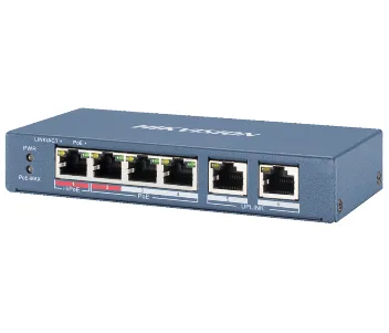 Комутатор 4 порти некерований Hikvision DS-3E0106HP-E POE