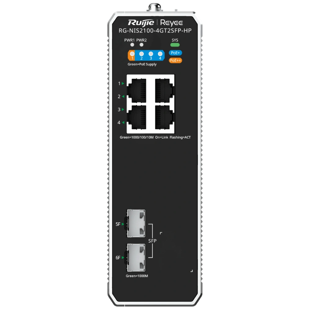 Комутатор 6 портів керований Ruijie Reyee RG-NIS2100-4GT2SFP-HP PoE++