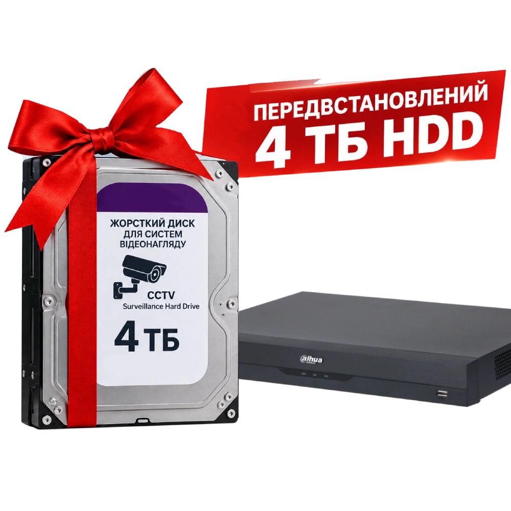 Відеореєстратор з HDD 4Тб Dahua DHI-NVR2216-I2 16-канальний 1U 2 HDD WizSense