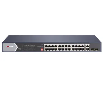 Комутатор 24 порти некерований Hikvision DS-3E0528HP-E Hi-PoE