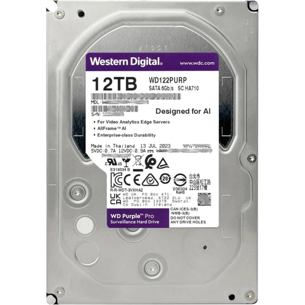 Жорсткий диск внутрішній Western Digital WD122PURP 12Тб