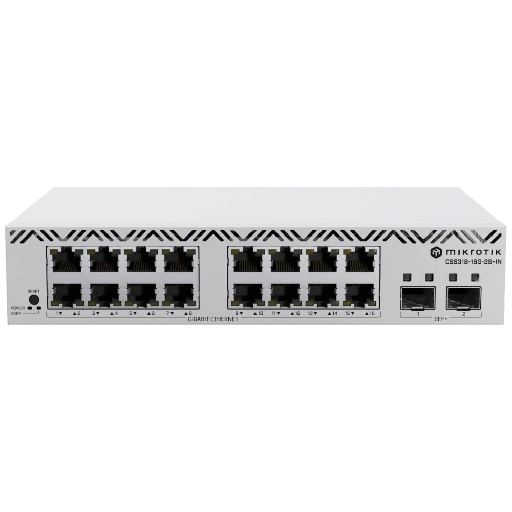 Комутатор 16 портів керований MikroTik CSS318-16G-2S+IN